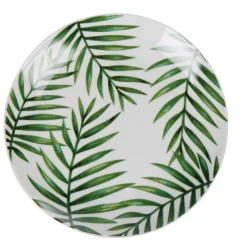 Gifi Assiette à dessert ronde motif feuillage jungle tropical| Vaisselle Et Accessoires De Table