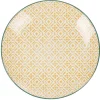 Gifi Assiette à dessert ronde motif carreau de ciment blanc et jaune| Vaisselle Et Accessoires De Table