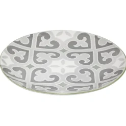 Gifi Assiette à dessert ronde motif carreau de ciment gris et blanc| Vaisselle Et Accessoires De Table