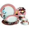 Gifi Assiette à dessert rose décor fleurs| Vaisselle Et Accessoires De Table