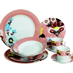 Gifi Assiette creuse blanche et rose décor fleurs| Vaisselle Et Accessoires De Table