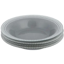 Vaisselle Et Accessoires De Table<Gifi Assiette creuse Dotty gris et blanc bord à pois x4