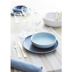 Gifi Assiette creuse en faïence bleu turquoise avec liseré crème| Vaisselle Et Accessoires De Table