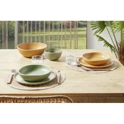 Vaisselle Et Accessoires De Table<Gifi Assiette creuse en faïence vert Ø20xH4cm