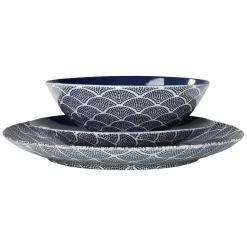 Gifi Assiette creuse en porcelaine décor vague japonaise| Vaisselle Et Accessoires De Table