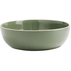 Gifi Assiette creuse faïence vert avec liseré crème| Vaisselle Et Accessoires De Table