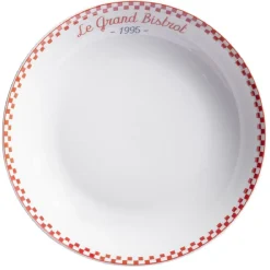 Gifi Assiette creuse Le grand bistrot contour damier rouge blanc| Vaisselle Et Accessoires De Table