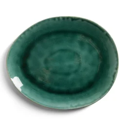 Gifi Assiette décore plate grès vert Ø28,5x24cm| Vaisselle Et Accessoires De Table