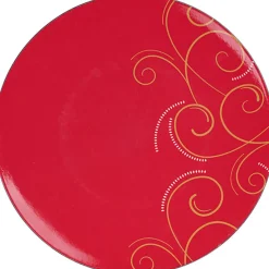 Gifi Assiette de présentation rouge design arabesque dorée| Vaisselle Et Accessoires De Table