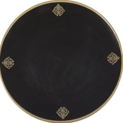 Gifi Assiette de présentation ronde noire motifs médaillon doré| Vaisselle Et Accessoires De Table