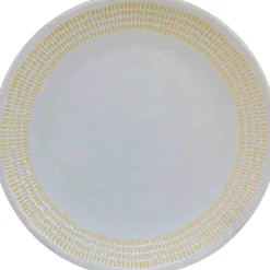 Gifi Assiette dessert blanche contour grains de riz jaunes| Vaisselle Et Accessoires De Table