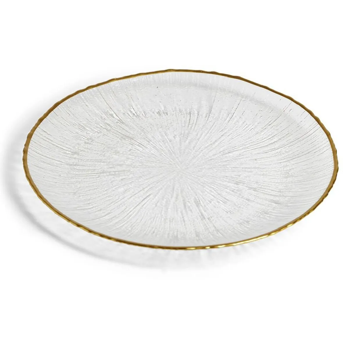 Gifi Assiette dessert ronde verre transparent rebord doré Ø21cm| Vaisselle Et Accessoires De Table