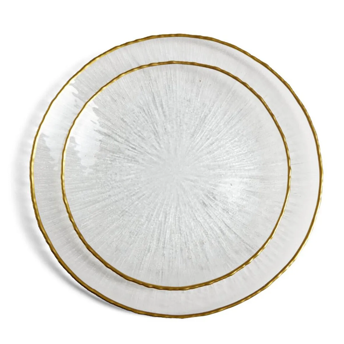 Gifi Assiette dessert ronde verre transparent rebord doré Ø21cm| Vaisselle Et Accessoires De Table