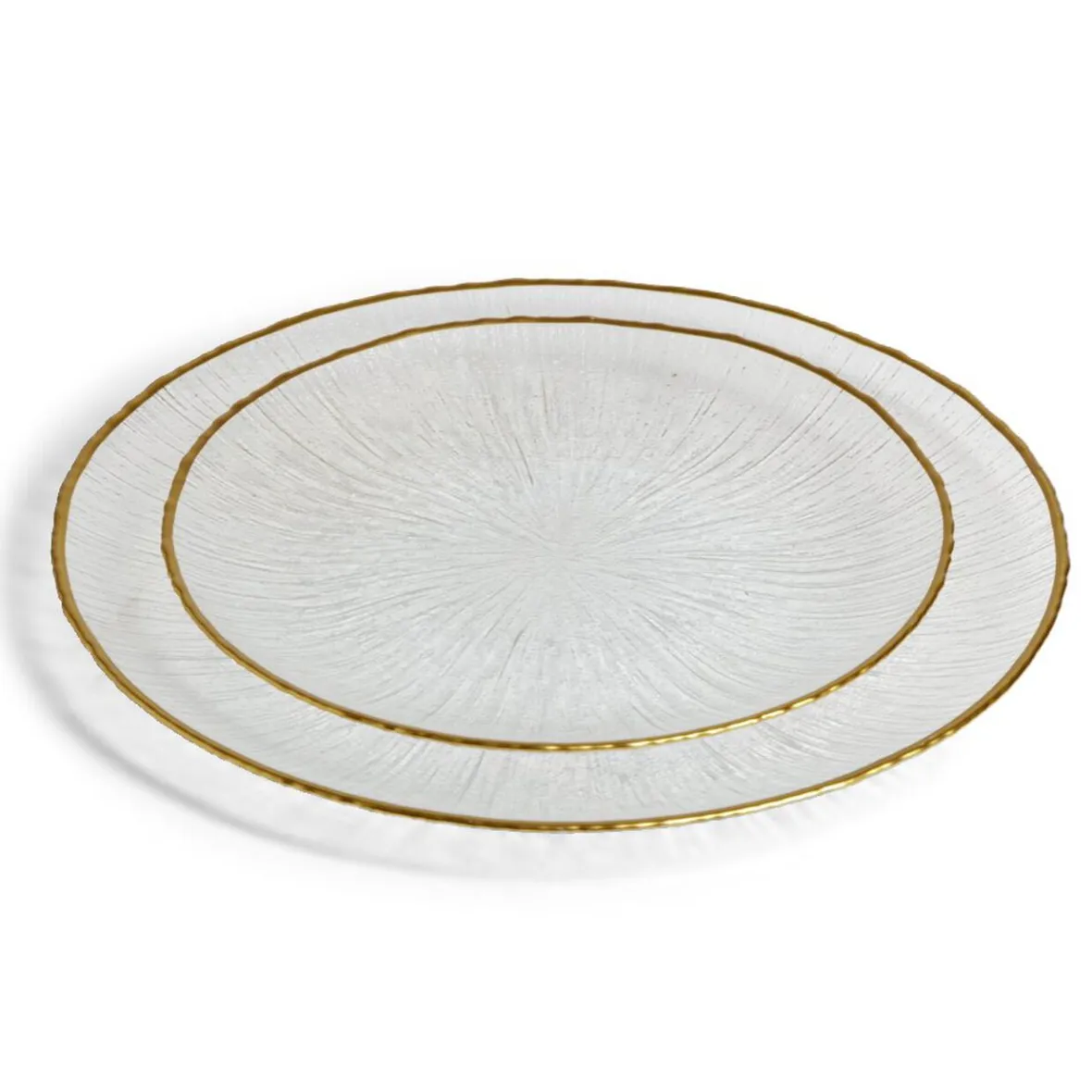 Gifi Assiette dessert ronde verre transparent rebord doré Ø21cm| Vaisselle Et Accessoires De Table