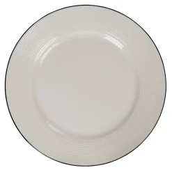 Gifi Assiette en faïence plate ronde blanche relief bord noir| Vaisselle Et Accessoires De Table