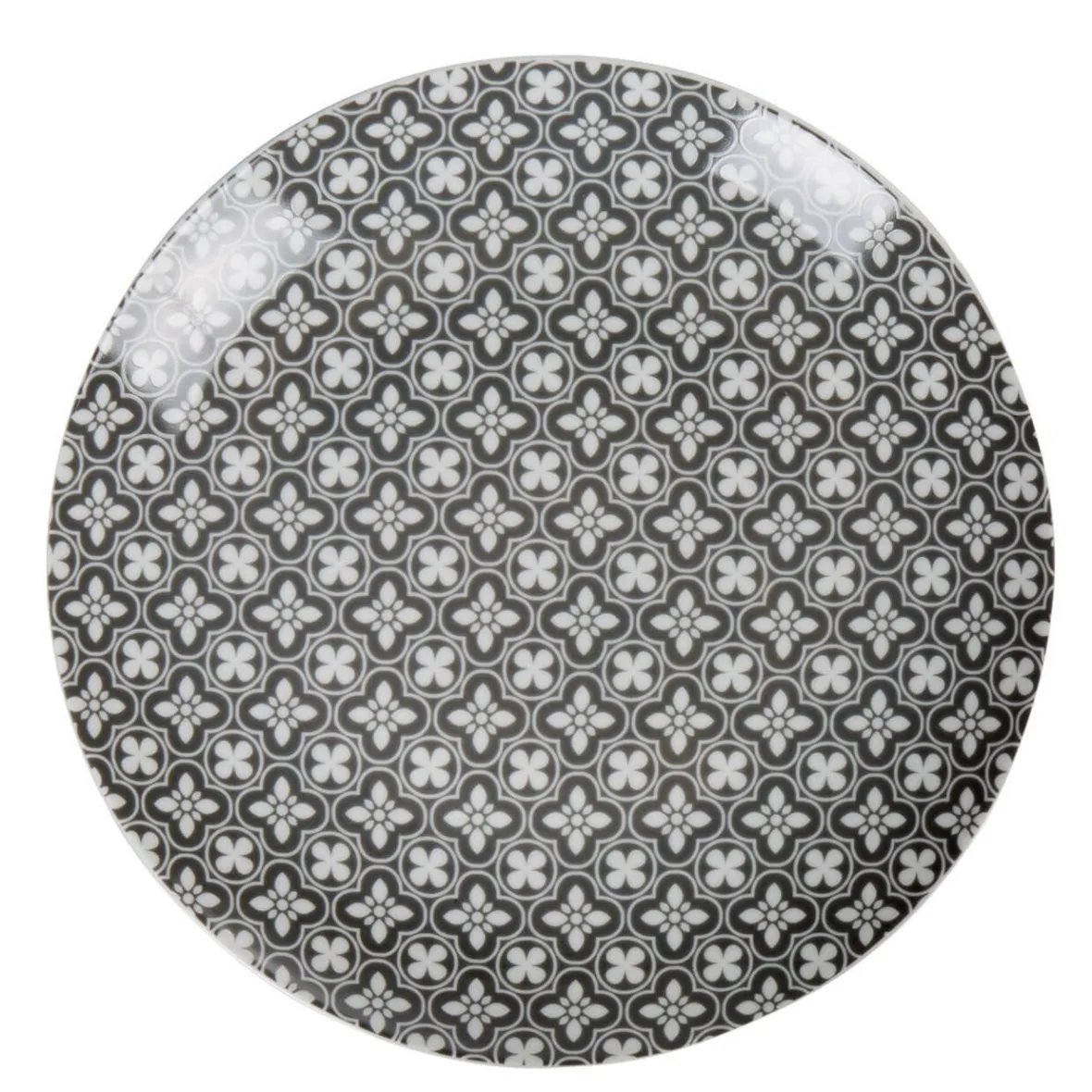 Vaisselle Et Accessoires De Table<Gifi Assiette grise avec motif fleur blanche Dolce Vita