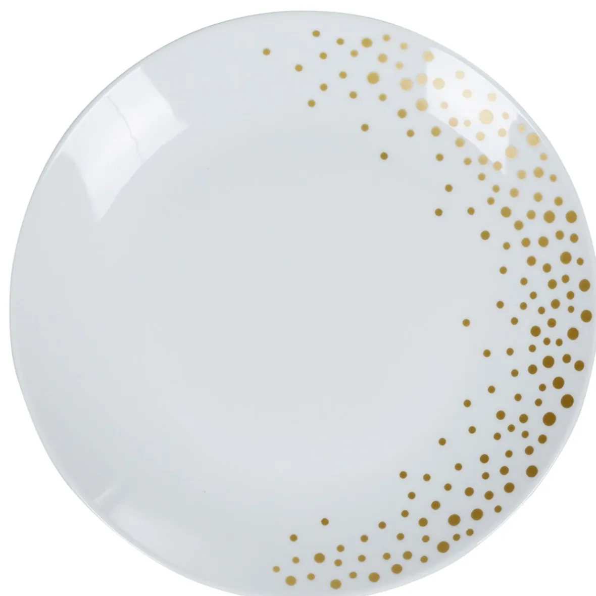 Gifi Assiette plate blanche bordure à pois doré| Vaisselle Et Accessoires De Table