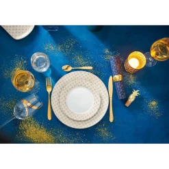 Gifi Assiette plate blanche bordure rayons doré| Vaisselle Et Accessoires De Table