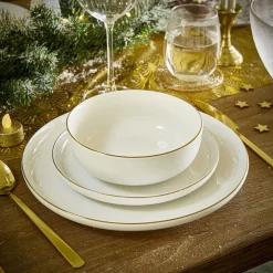 Vaisselle Et Accessoires De Table<Gifi Assiette plate blanche bordure dorée Ø27cm