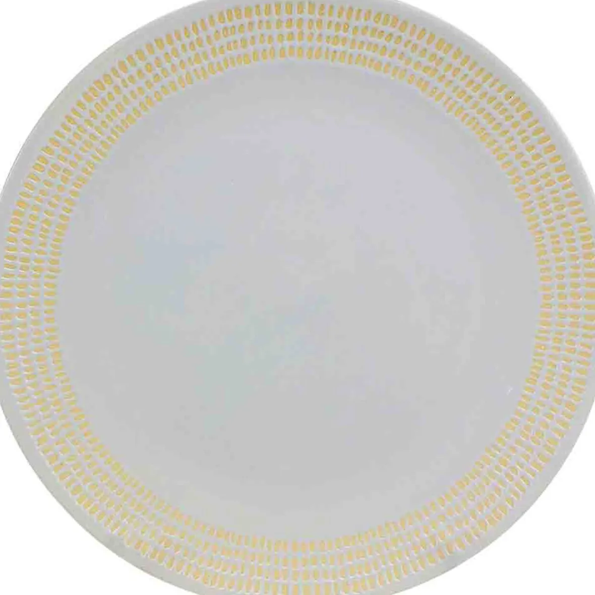 Gifi Assiette plate blanche contour grains de riz jaunes| Vaisselle Et Accessoires De Table