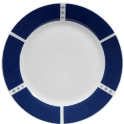 Gifi Assiette plate blanche décor aile bleu| Vaisselle Et Accessoires De Table