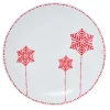 Gifi Assiette plate blanche décor flocons rouges| Vaisselle Et Accessoires De Table