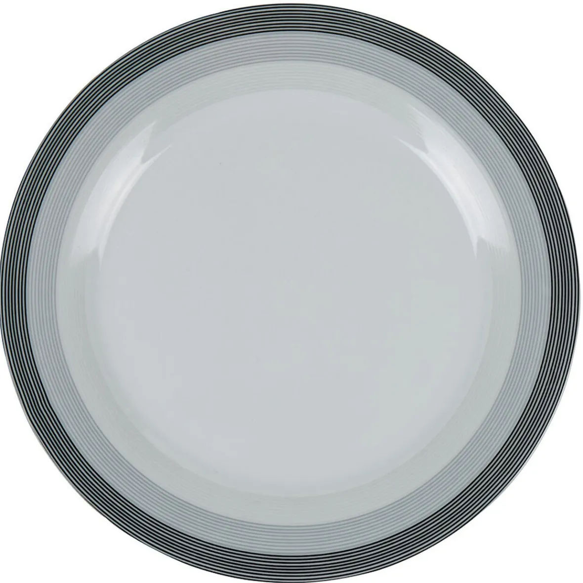 Gifi Assiette plate blanche et grise Sérénité Rayures| Vaisselle Et Accessoires De Table