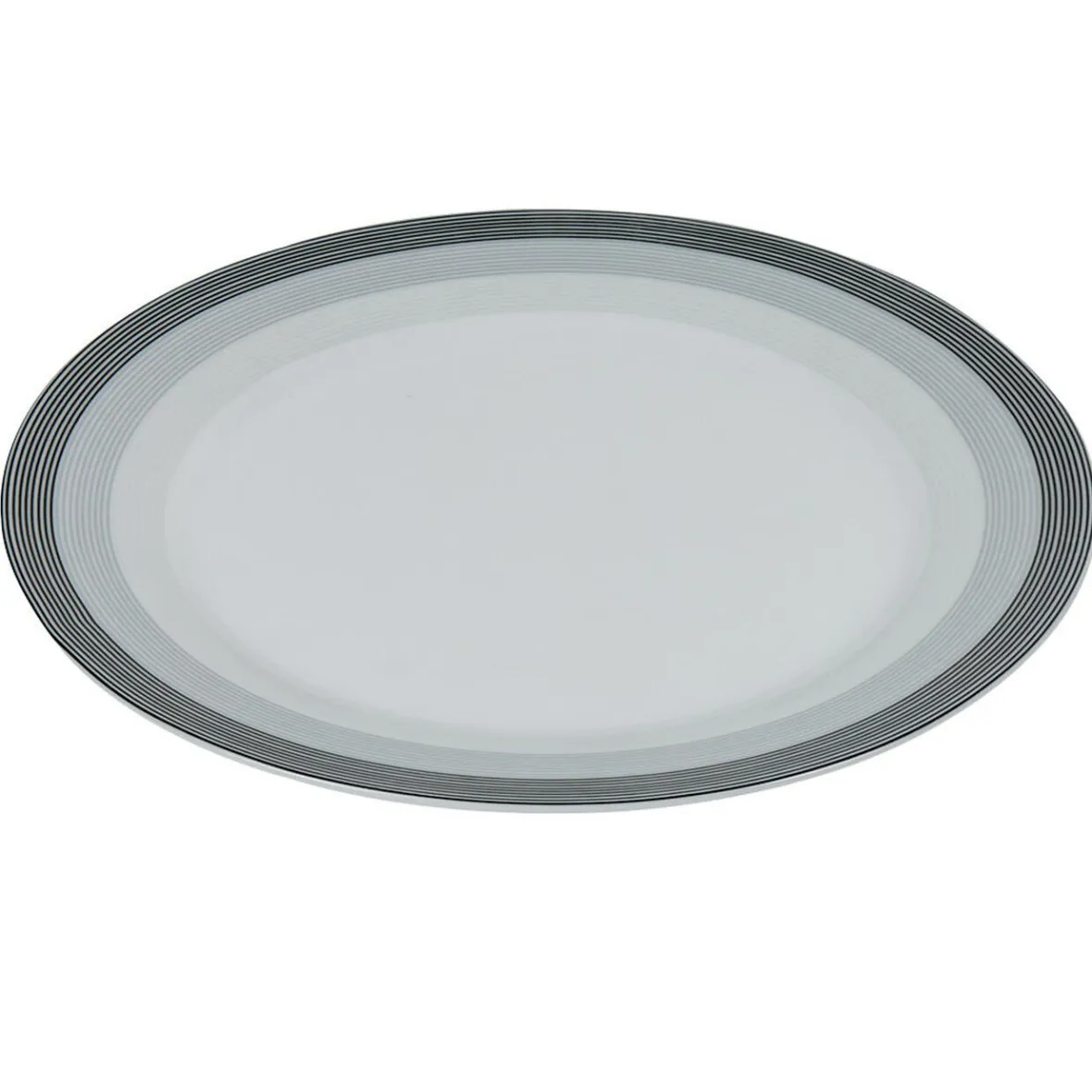 Gifi Assiette plate blanche et grise Sérénité Rayures| Vaisselle Et Accessoires De Table