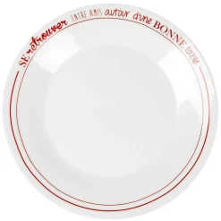 Gifi Assiette plate blanche et rouge| Vaisselle Et Accessoires De Table