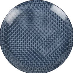 Gifi Assiette plate bleu foncé motif vague seigaiha| Vaisselle Et Accessoires De Table