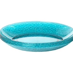 Gifi Assiette plate bleue martelé x4| Vaisselle Et Accessoires De Table