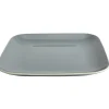 Gifi Assiette plate carré en grès grise et blanche| Vaisselle Et Accessoires De Table
