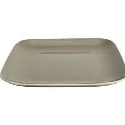 Gifi Assiette plate carré en grès taupe et blanche| Vaisselle Et Accessoires De Table
