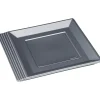Gifi Assiette plate carrée gris foncé en plastique réutilisable x6| Vaisselle Et Accessoires De Table