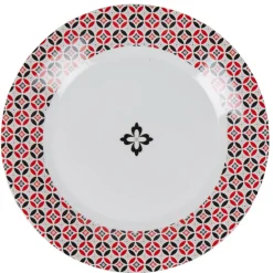 Gifi Assiette plate collection folk gris rouge| Vaisselle Et Accessoires De Table