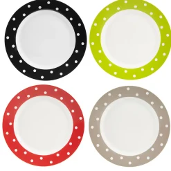 Gifi Assiette plate colorée à pois x4| Vaisselle Et Accessoires De Table