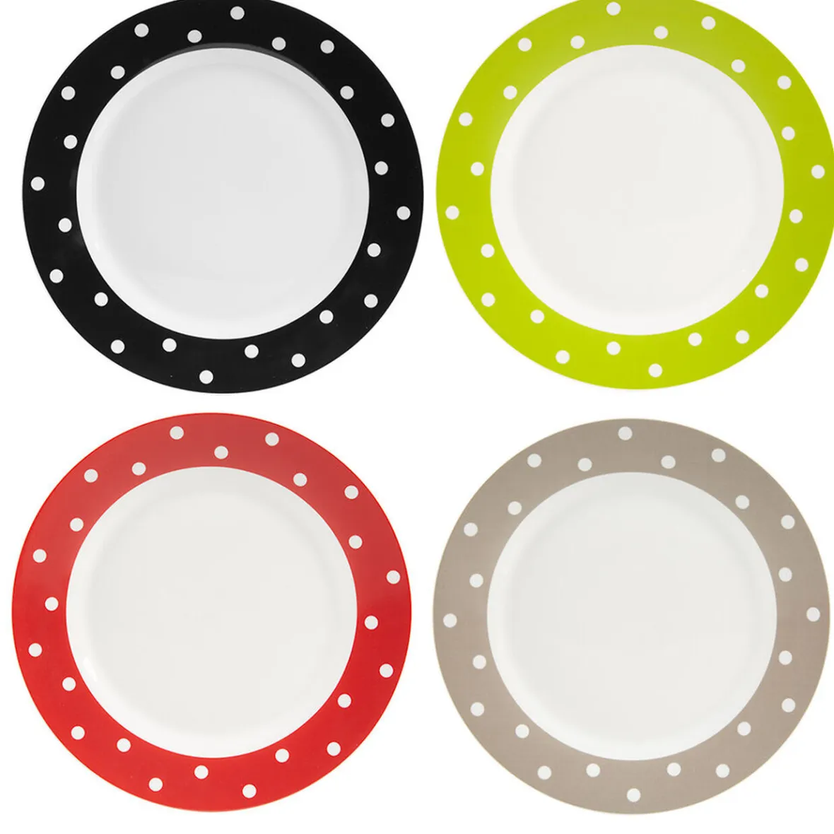 Gifi Assiette plate colorée à pois x4| Vaisselle Et Accessoires De Table