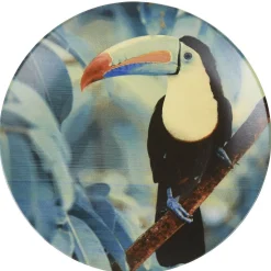Gifi Assiette plate en faïence imprimé exotique toucan| Vaisselle Et Accessoires De Table