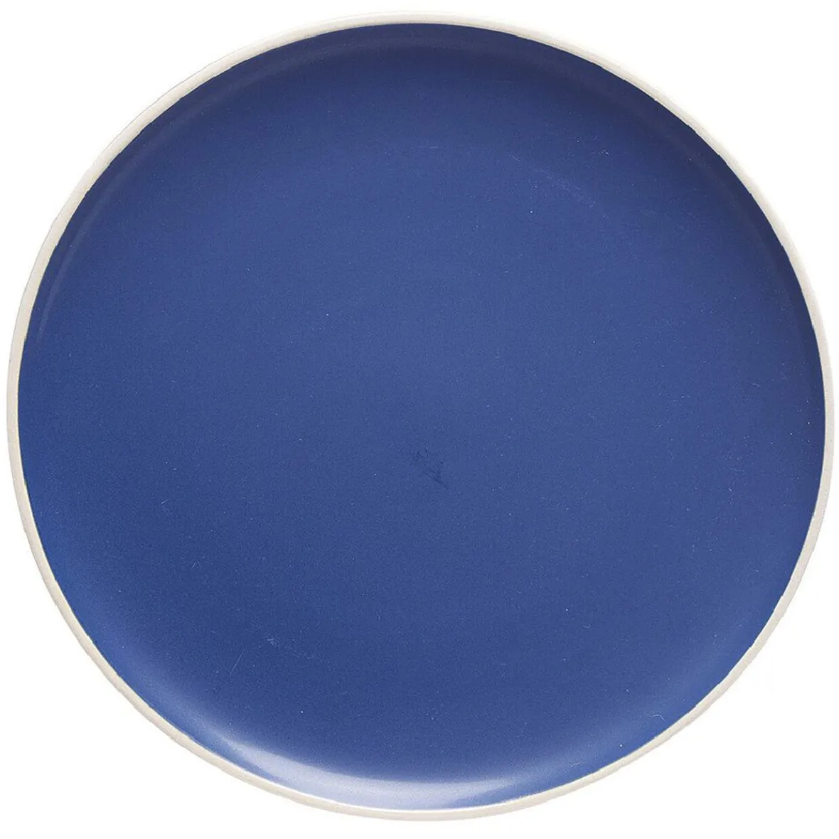 Gifi Assiette plate en faïence bleu avec liseré blanc| Vaisselle Et Accessoires De Table