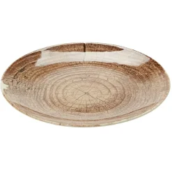 Gifi Assiette plate en faïence imitation bois Ø25 cm| Vaisselle Et Accessoires De Table