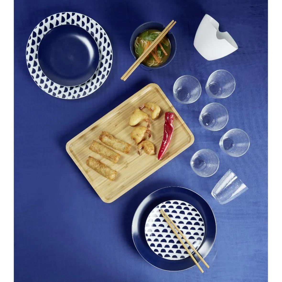 Gifi Assiette plate en porcelaine décor bleu Ø 27 cm| Vaisselle Et Accessoires De Table