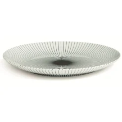 Gifi Assiette plate en porcelaine décor rayures soleil| Vaisselle Et Accessoires De Table