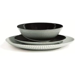 Gifi Assiette plate en porcelaine décor rayures soleil| Vaisselle Et Accessoires De Table