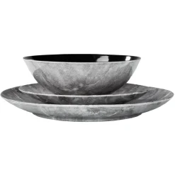 Gifi Assiette plate en porcelaine décor marbre gris| Vaisselle Et Accessoires De Table