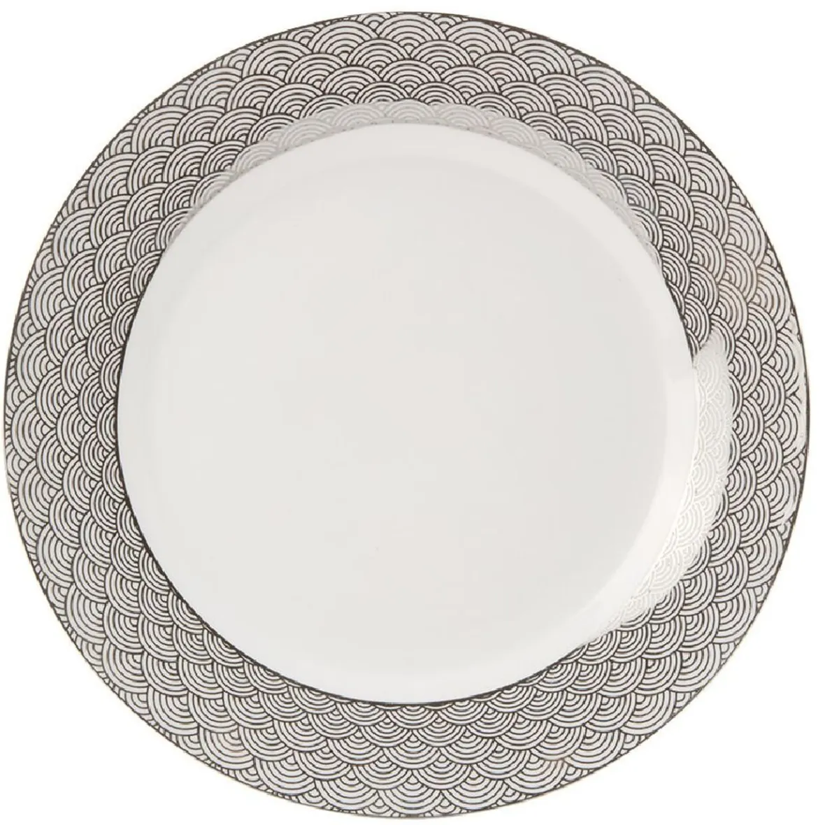Gifi Assiette plate en porcelaine motif argenté| Vaisselle Et Accessoires De Table