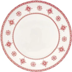 Gifi Assiette plate en porcelaine blanche motif Noël flocons rouges| Vaisselle Et Accessoires De Table