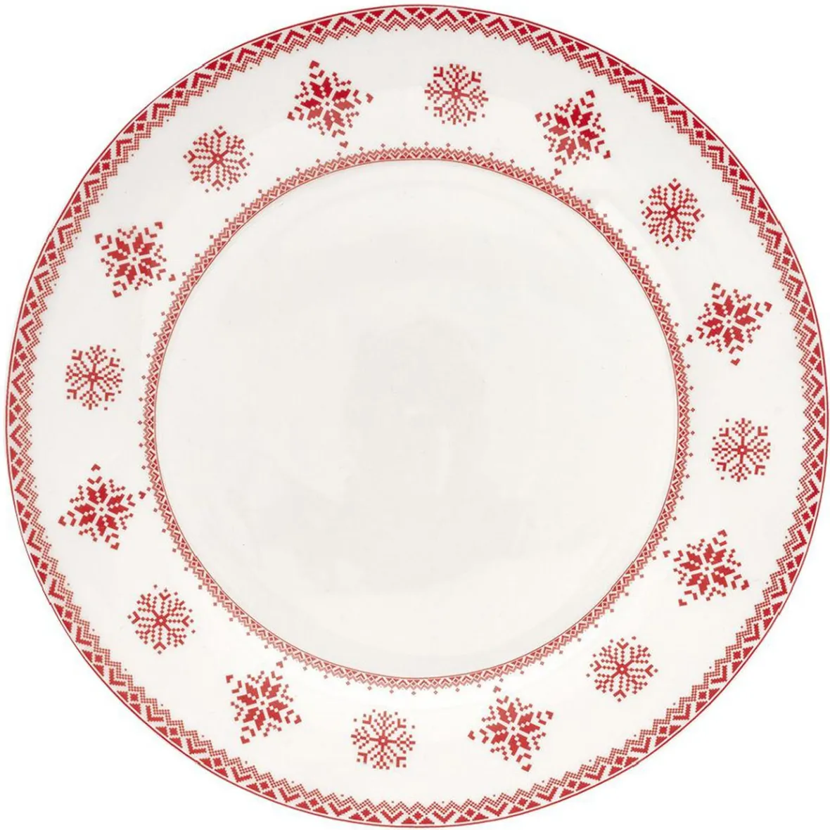 Gifi Assiette plate en porcelaine blanche motif Noël flocons rouges| Vaisselle Et Accessoires De Table