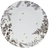 Gifi Assiette plate en porcelaine blanche motif végétal marron| Vaisselle Et Accessoires De Table