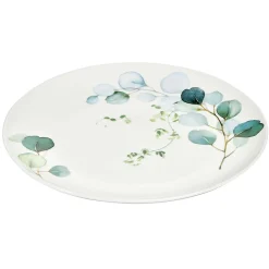 Gifi Assiette plate en porcelaine blanc et vert| Vaisselle Et Accessoires De Table