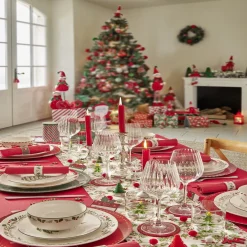 Vaisselle Et Accessoires De Table<Gifi Assiette plate en porcelaine blanche motif feuillage de Noël Ø27cm